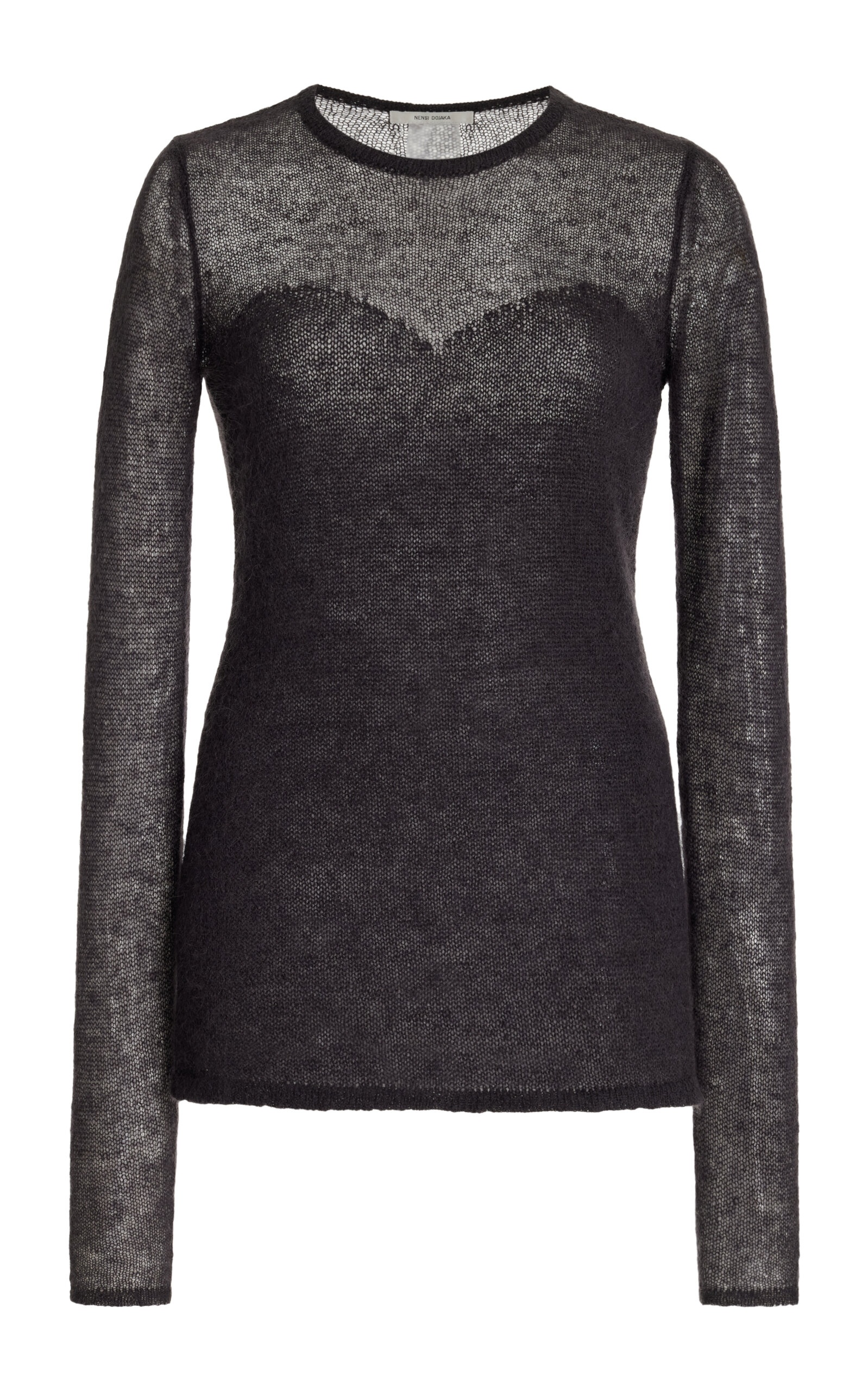 Bust-Paneled Mohair-Blend Top black - 1