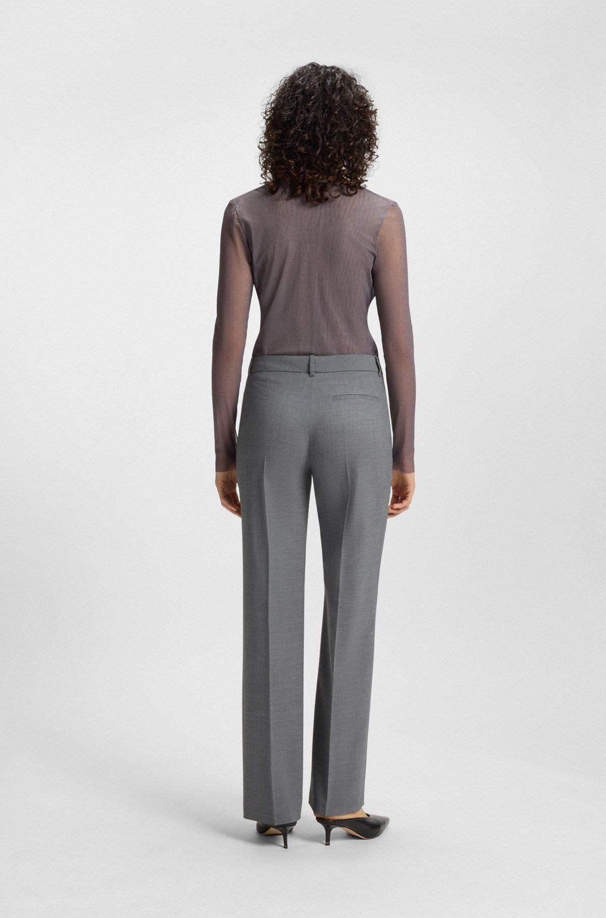 SLIM-FIT PANTS IN MELANGE VIRGIN WOOL - 4