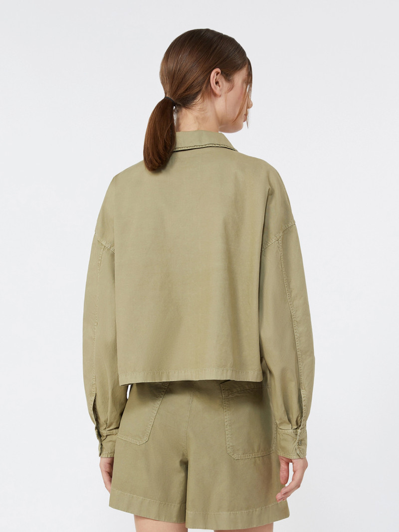 ACCENNI Boxy cotton Panama shirt - OLIVE GREEN 4