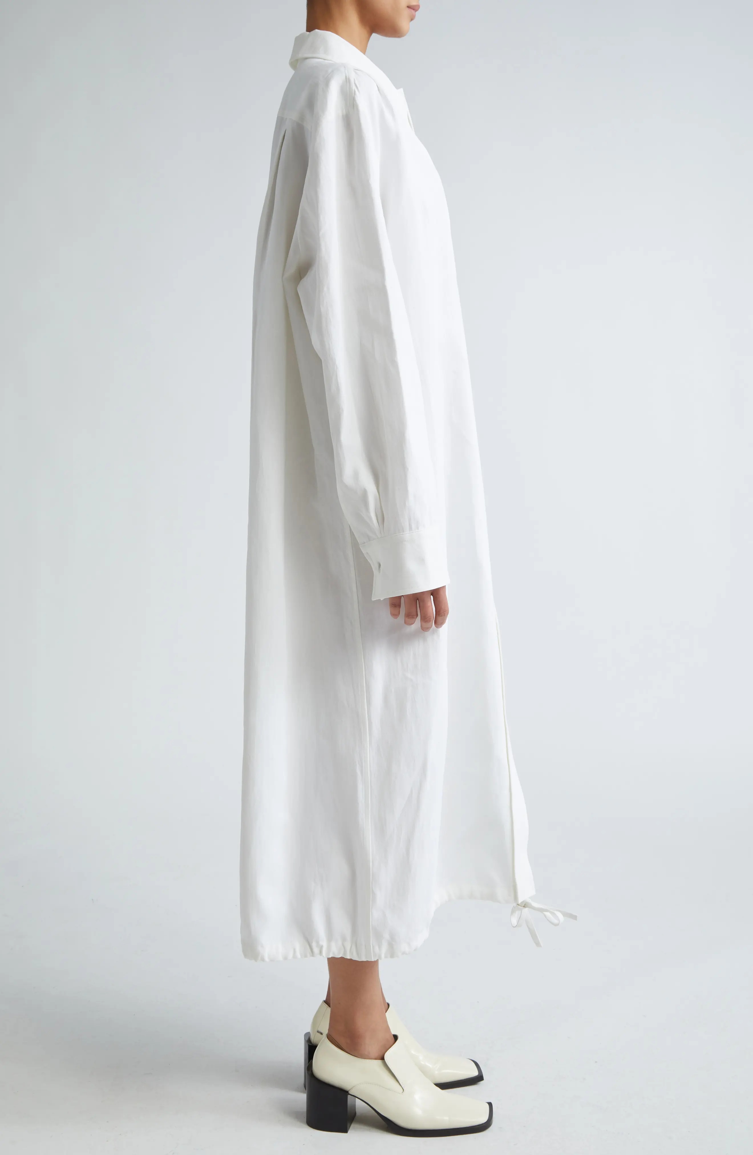 Long Sleeve Linen Shirtdress - 3