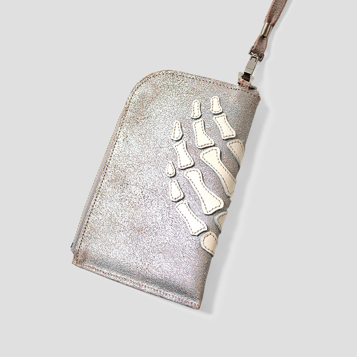 SILVER LEATHER BONE NECK POUCH - 3