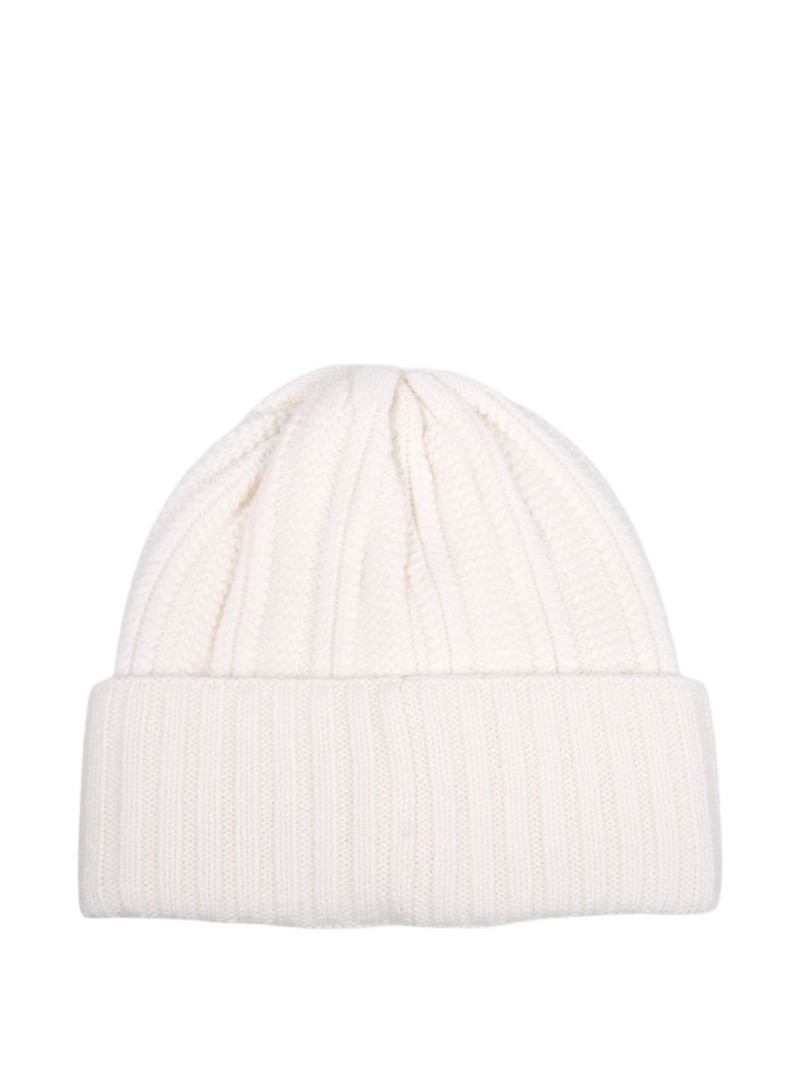 Max Mara logo-patch ribbed beanie hat outlook