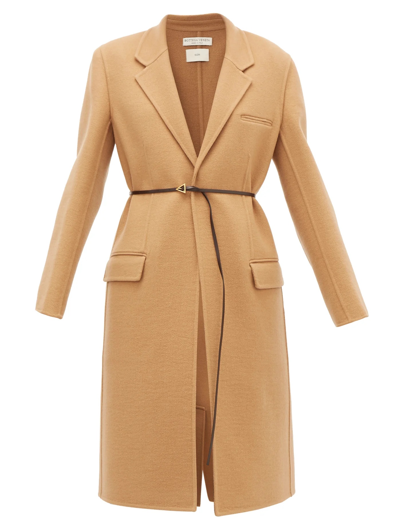 Single-breasted belted cashmere coat - 1