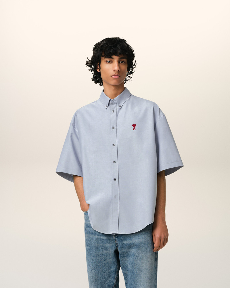 AMI Paris BLUE COTTON BOXY FIT SHORT SLEEVES SHIRT outlook