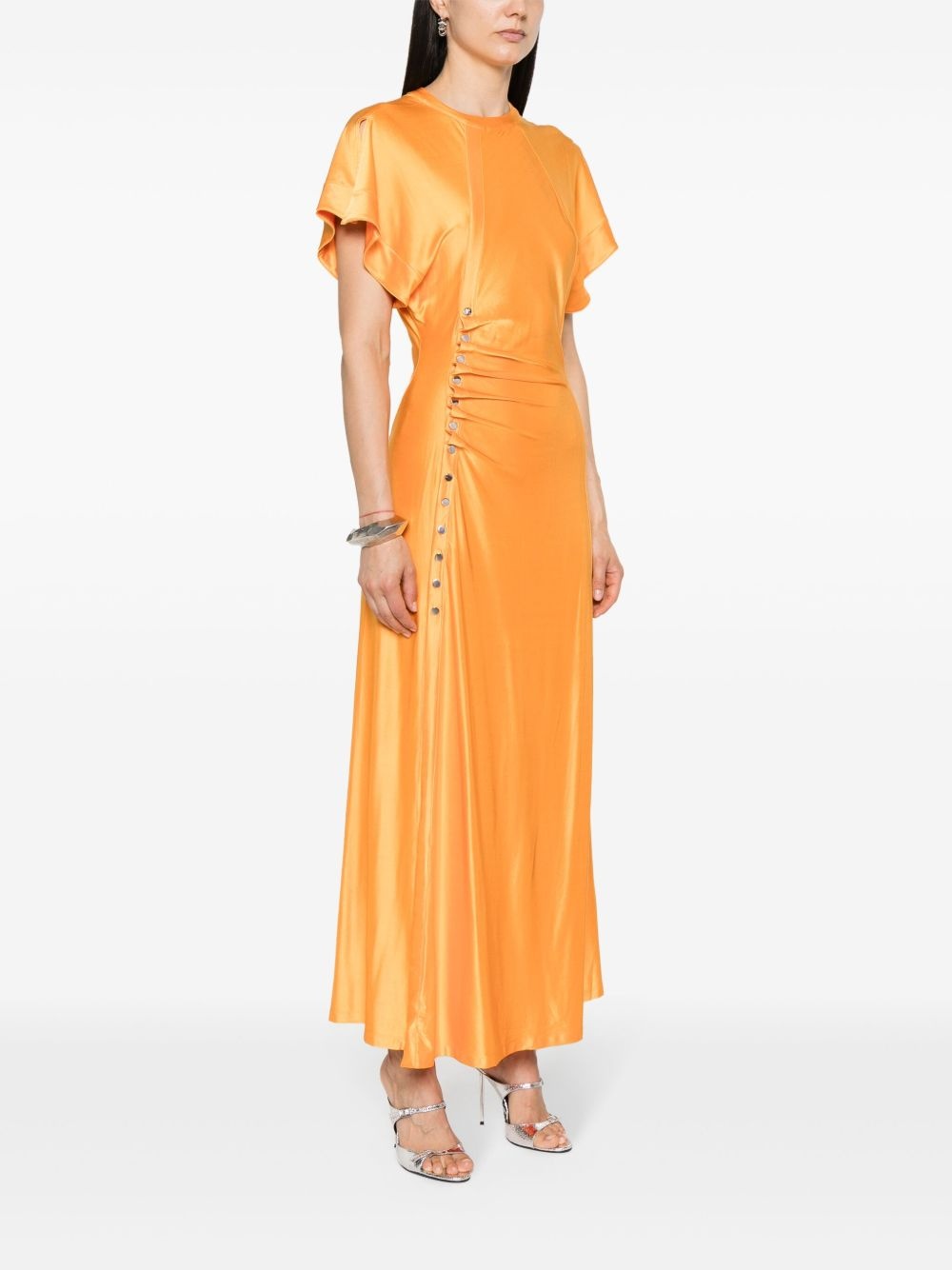 gathered short-sleeved maxi dress - 3