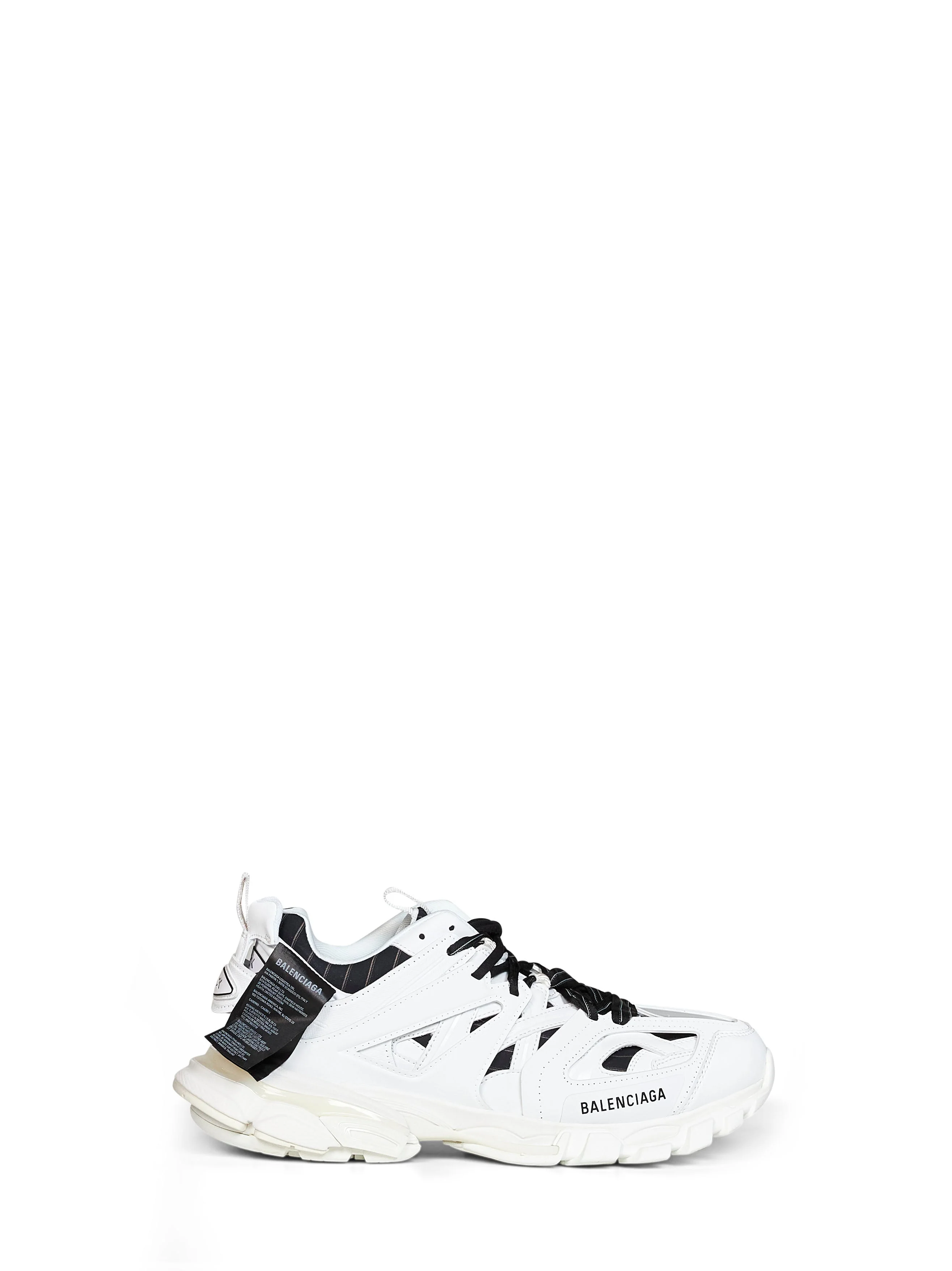 Balenciaga Men Black And White Polyurethane And Cotton Track Shirt Sneakers - 1