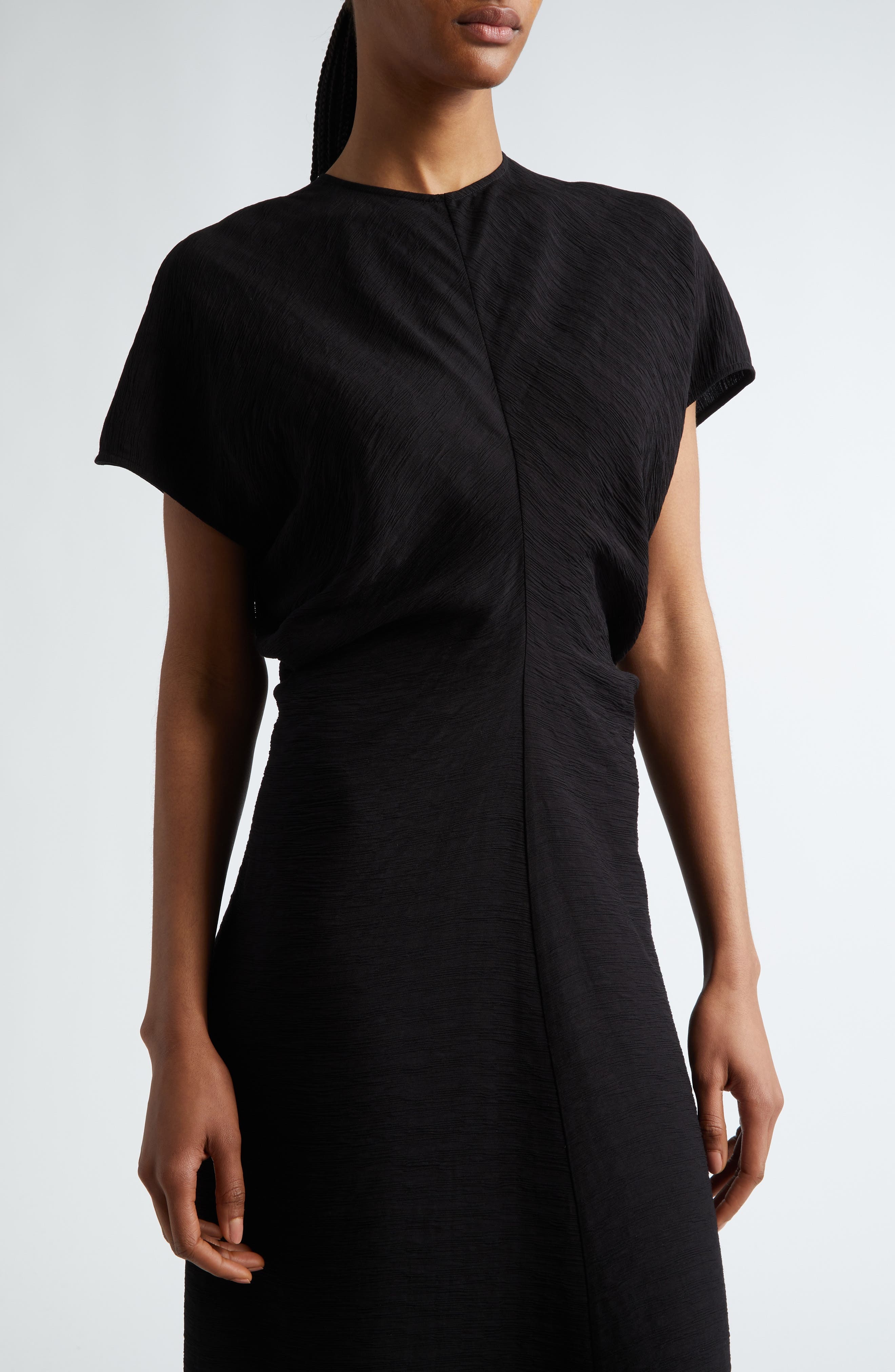 TOTEME Crinkle Texture Knit Maxi Dress in Black at Nordstrom - 4