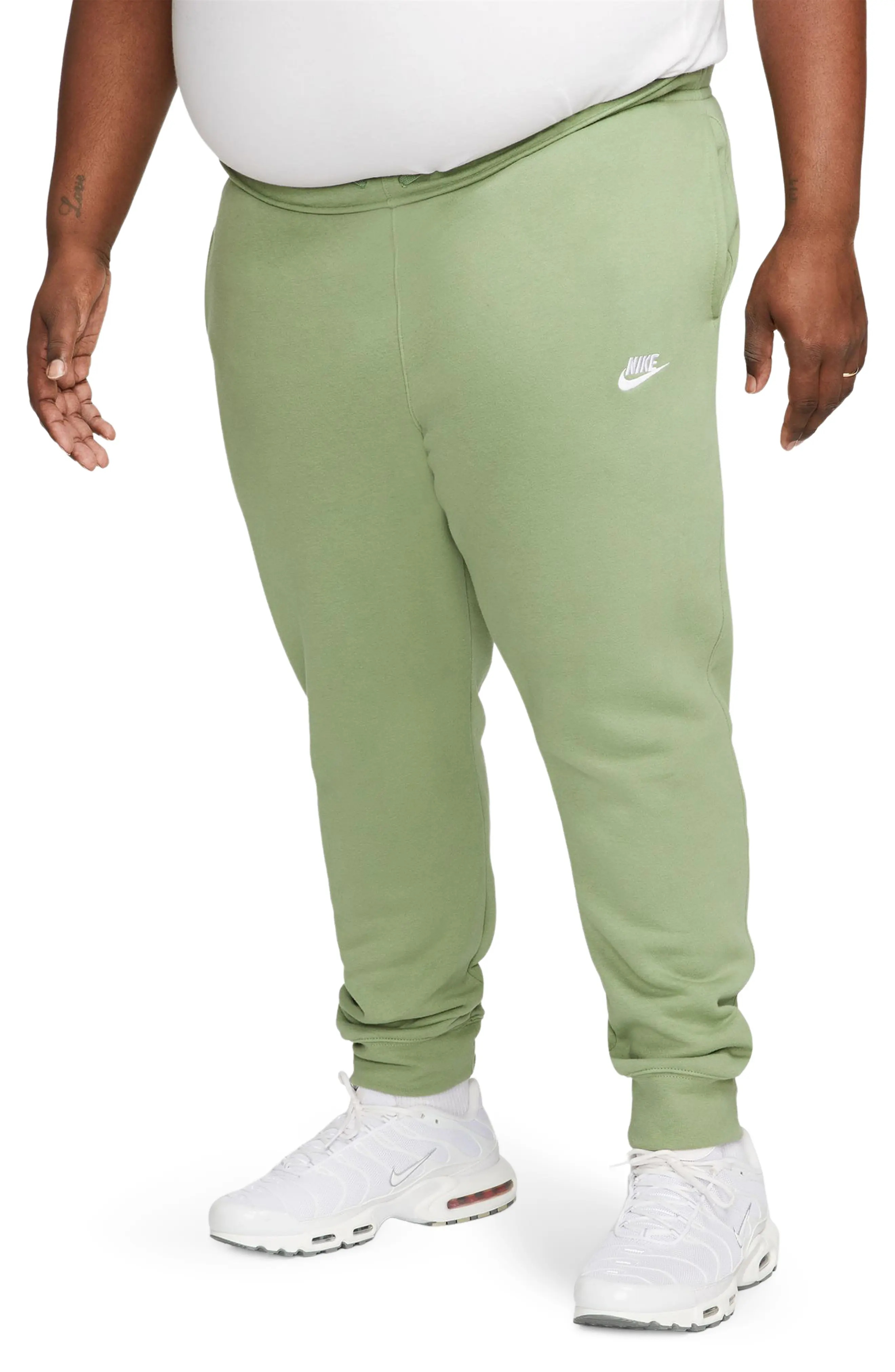 Sportswear Club Pocket Fleece Joggers in Oil Green/White - 3