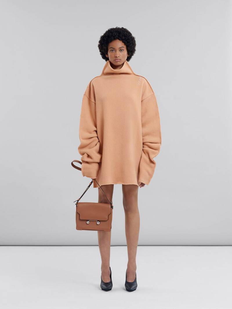 Marni BROWN LEATHER TRUNKAROO MEDIUM SHOULDER BAG outlook