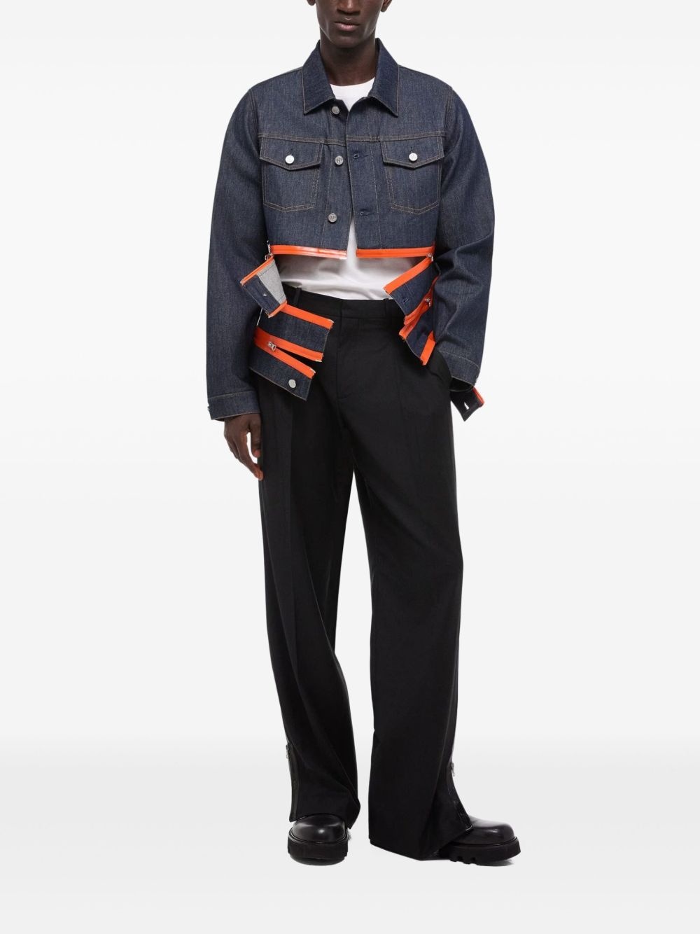 zip-detail denim trucker jacket - 6