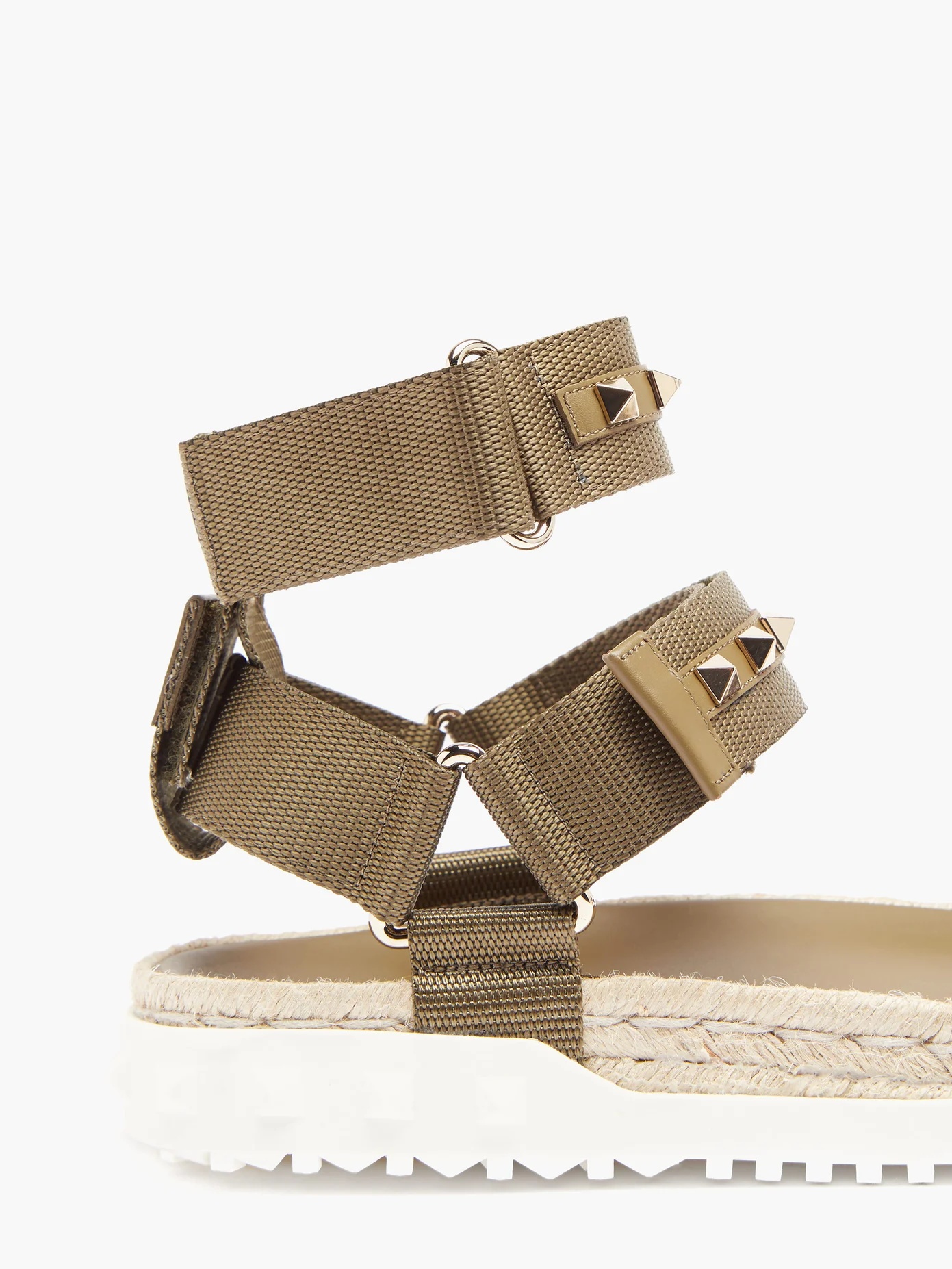 Rockstud canvas and jute sandals - 6