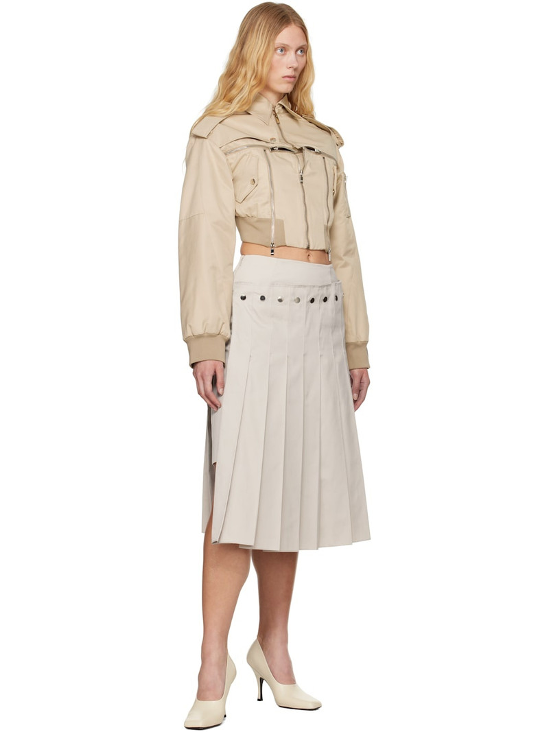 rokh Beige Double Layered Pleated Midi Skirt outlook