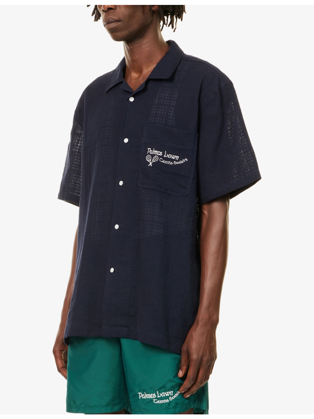 Embroidered-Log Semi-Sheer Cotton Shirt - 3