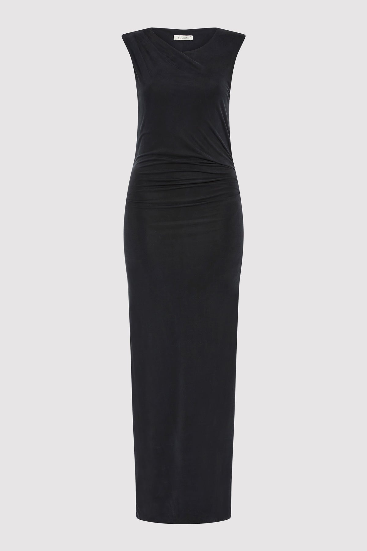 Cupro Jersey Drape Dress - Black - 1