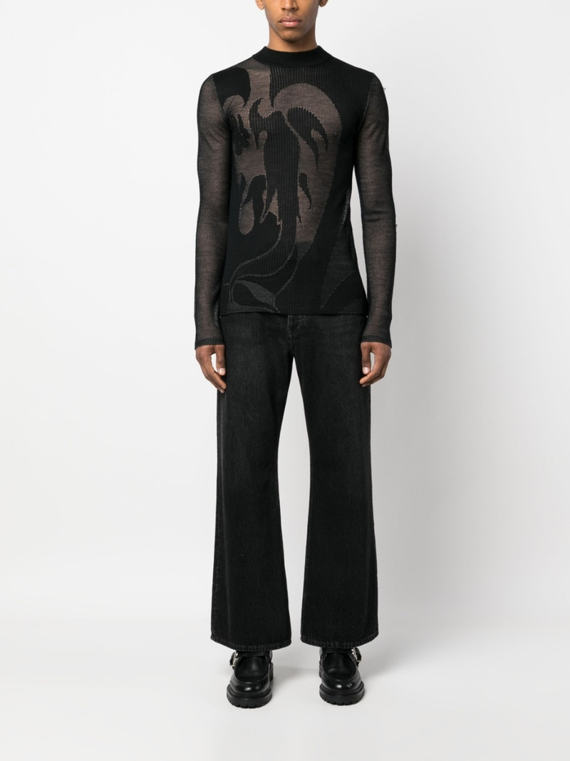 FENG CHEN WANG Phoenix sheer jacquard-knit jumper outlook