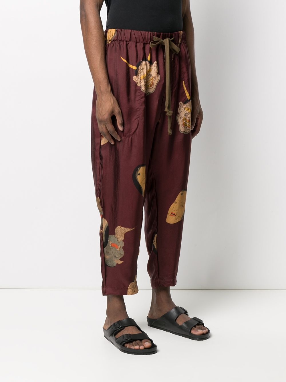 printed tied-waist trousers - 3