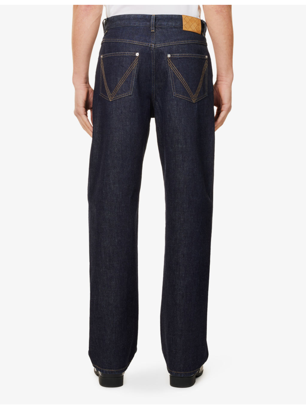 Brand-patch contrast-stitching wide-leg regular-fit wool trousers - 4