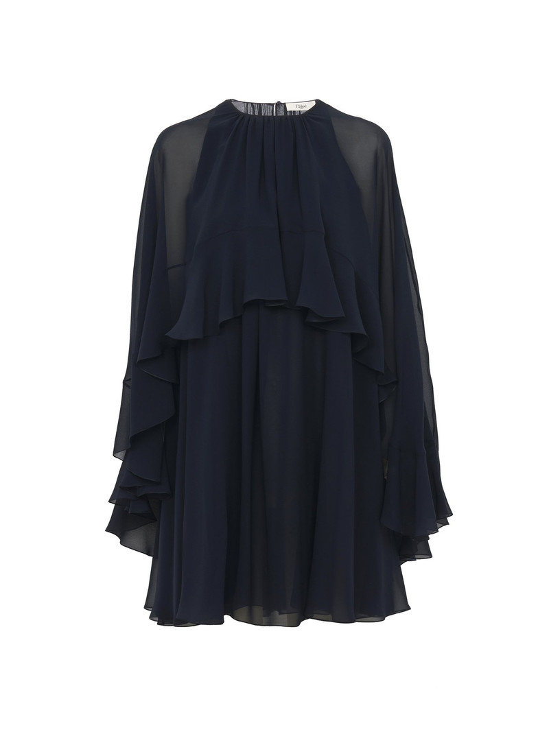 MINI CAPE DRESS IN SILK GEORGETTE 1