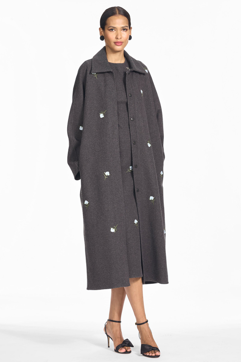 EMBROIDERED ALESSANDRA COAT - GRAPHITE 3
