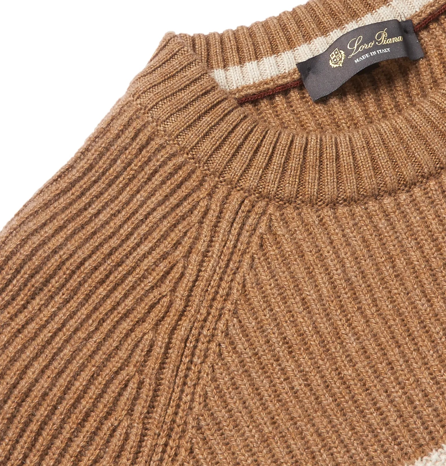 Slim-Fit Striped Ribbed Cashmere Sweater - 6