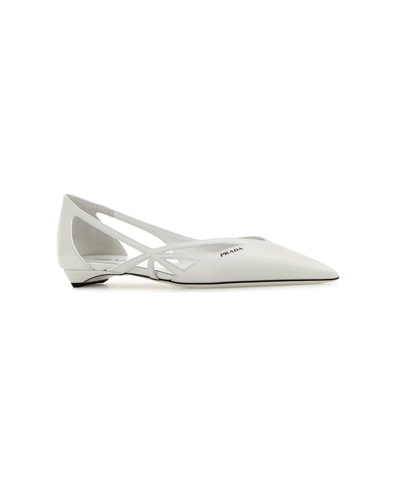 White Leather Ballerinas - 2