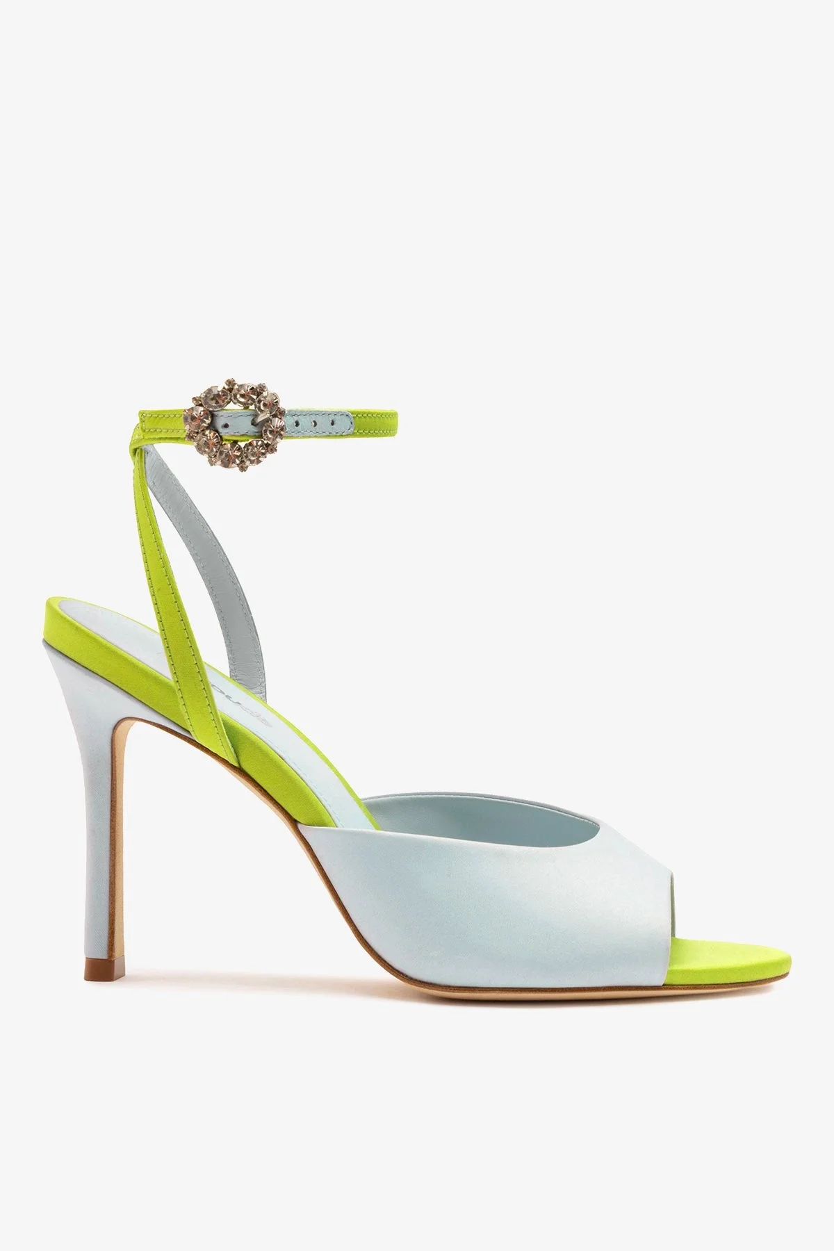 Jasmine Sandal Powder Blue and Green Satin - 1