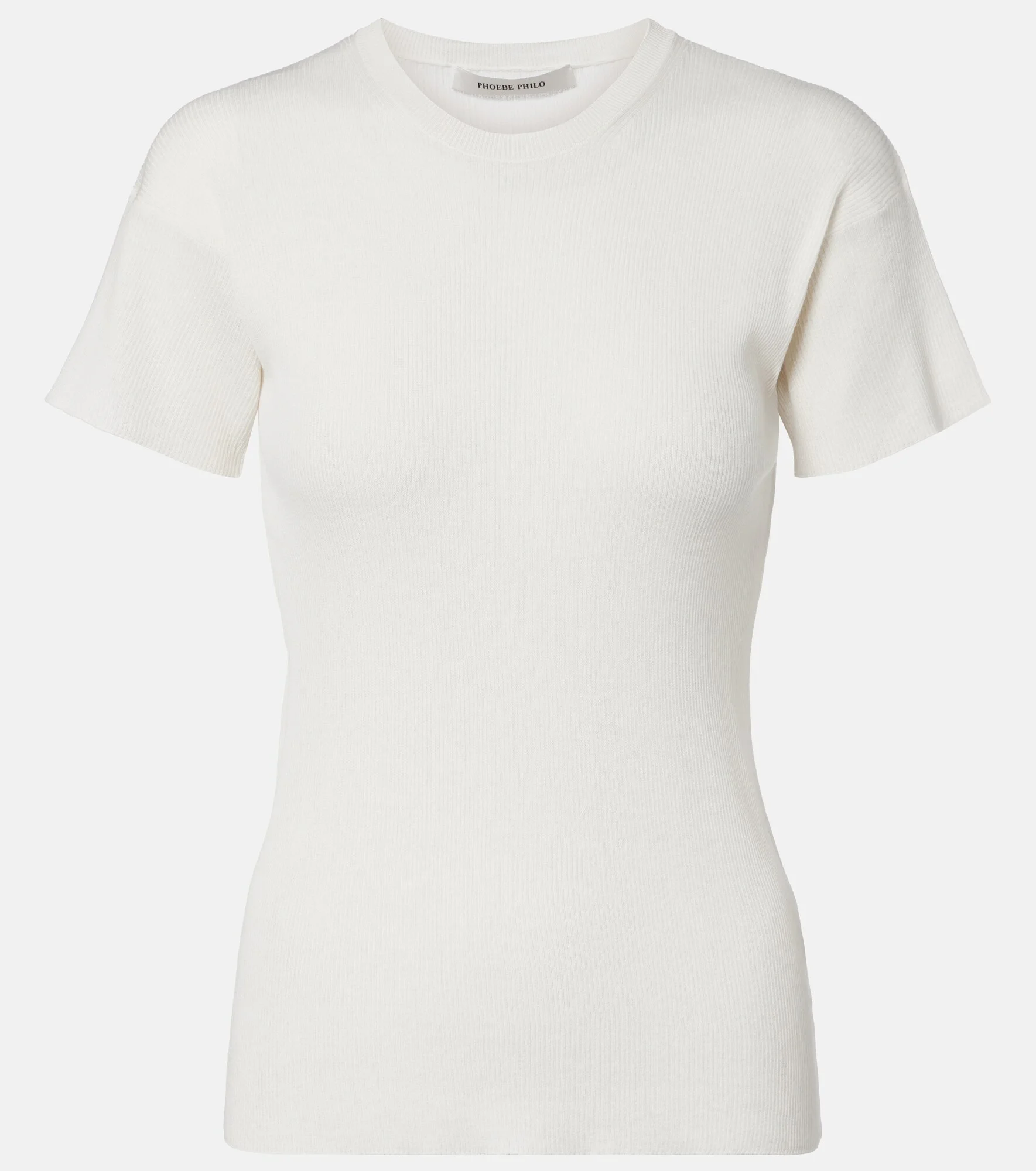 Ribbed-knit cotton and silk T-shirt - 1