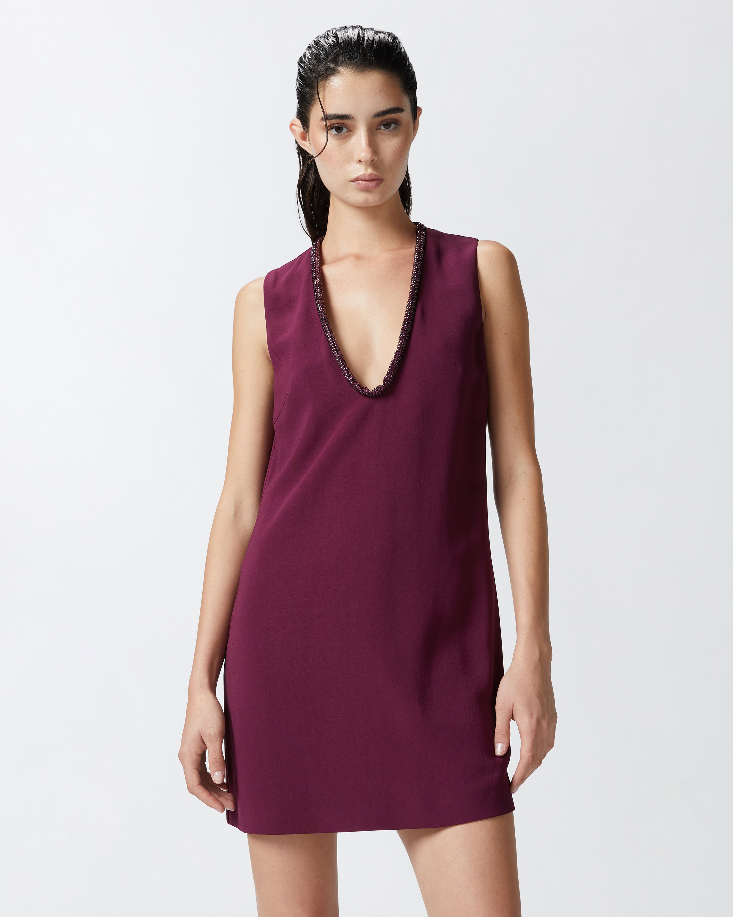 MINI DRESS WITH JEWEL NECK - 2