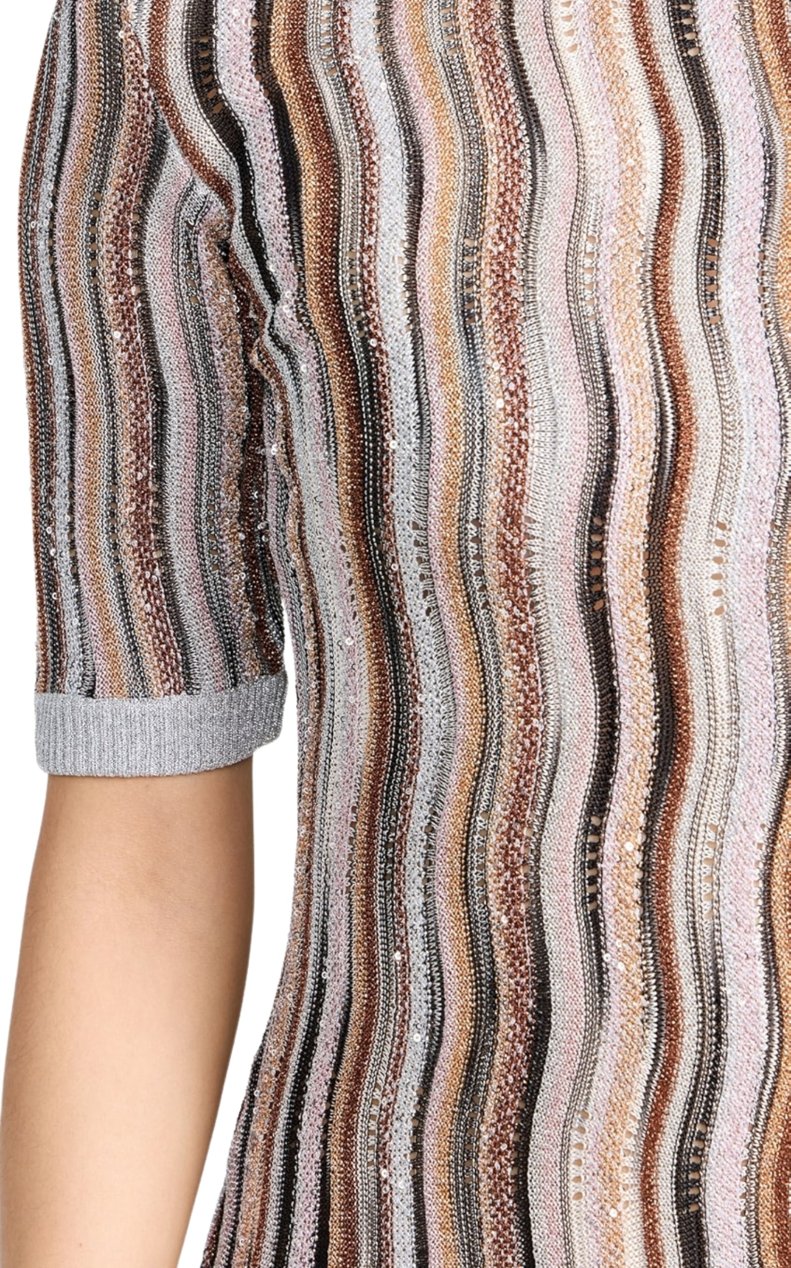 Embellished Metallic Crochet-Knit Mini Dress - 8