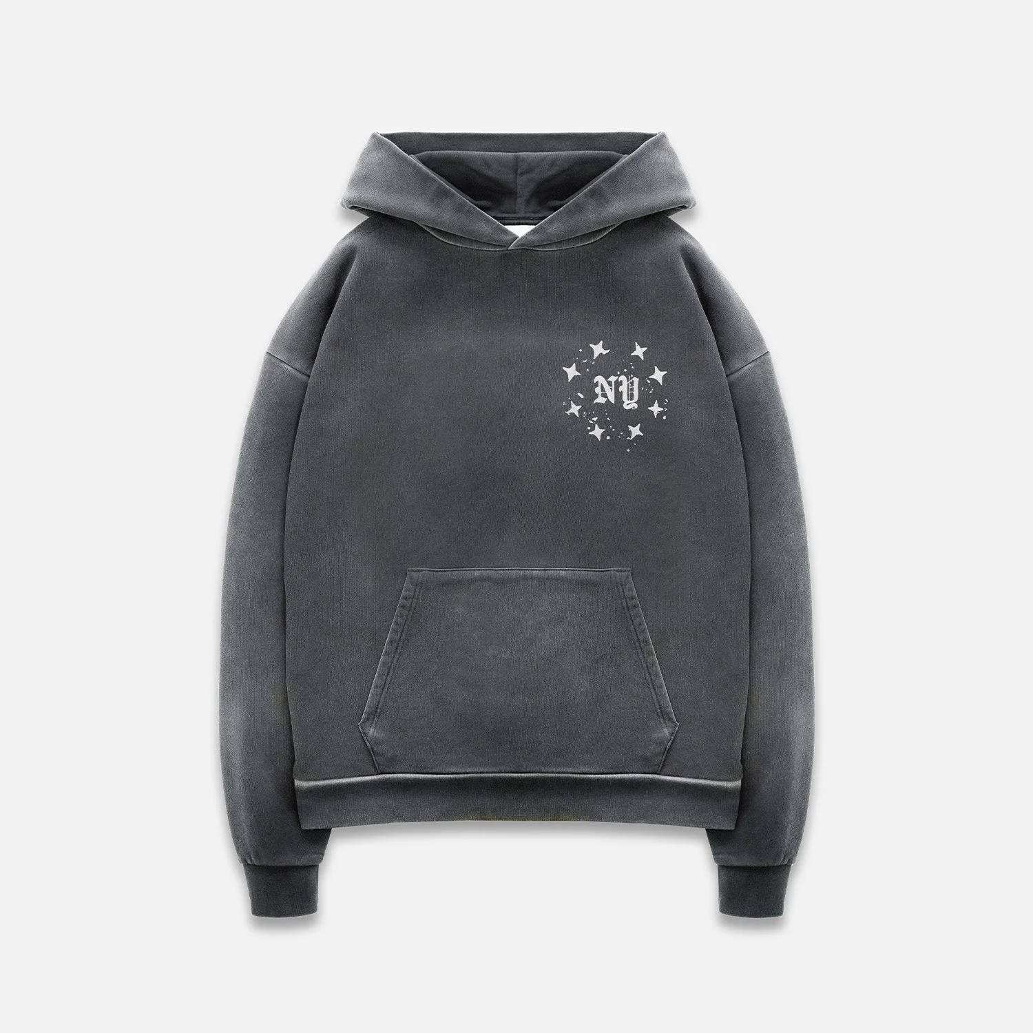 NY Paint Splatter Washed Grey Hoodie - 1