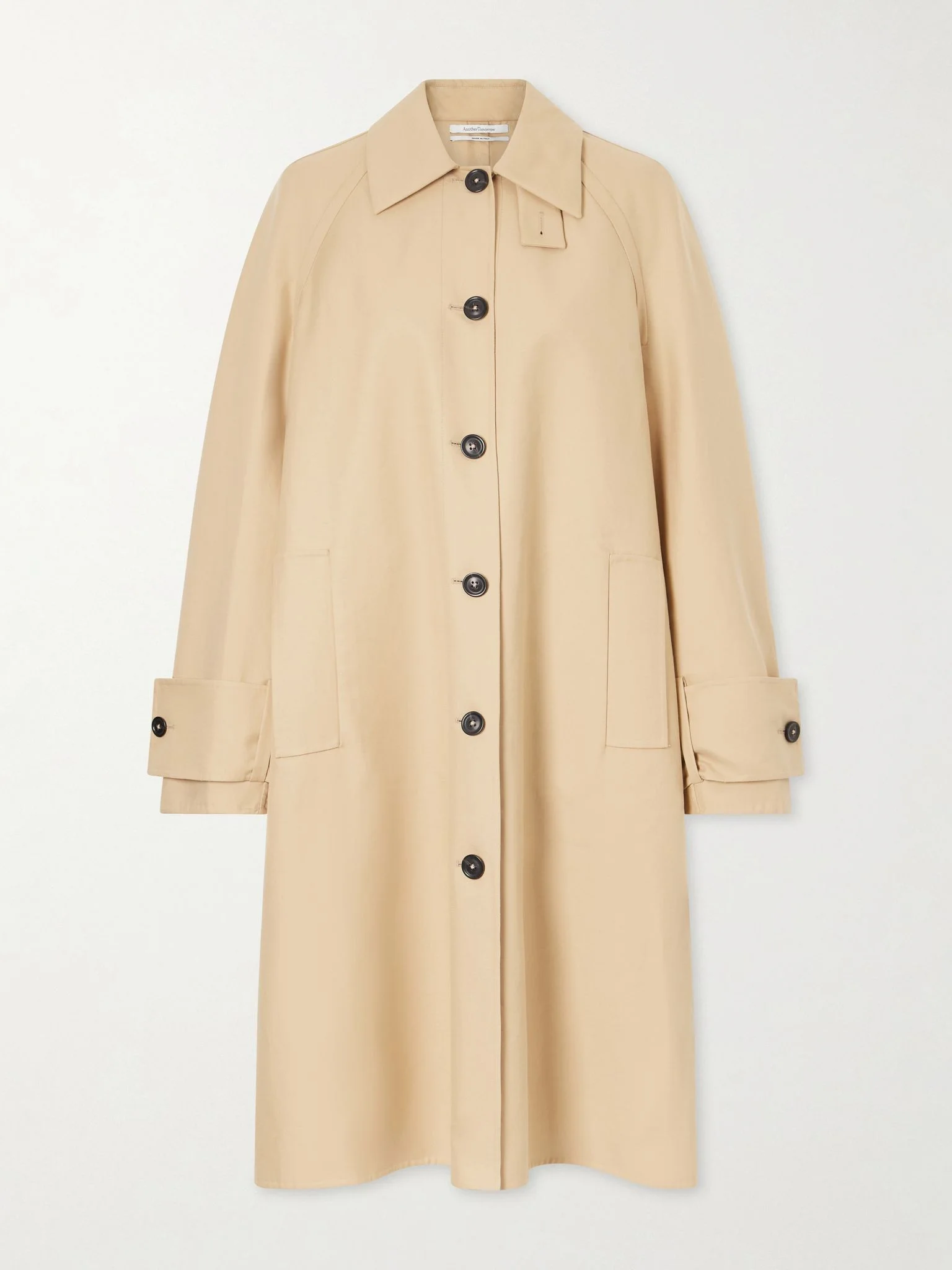 Balmacaan double-face cotton long coat Beige - 1