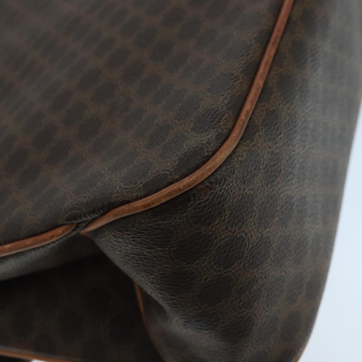 CELINE Macadam Canvas Hand Bag Pvc Leather Brown Gold - 13