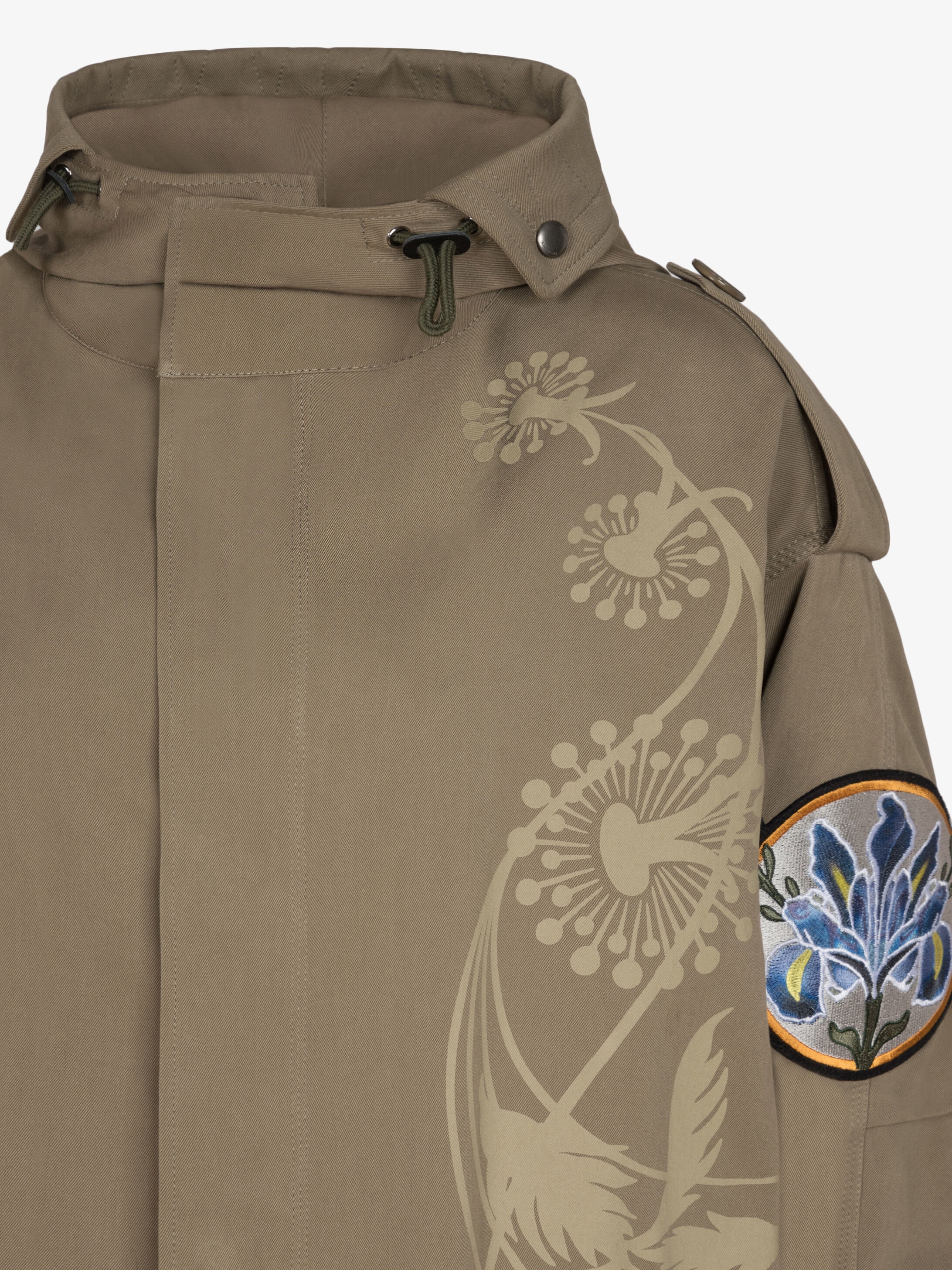 Oversized printed parka with floral patchs - 8