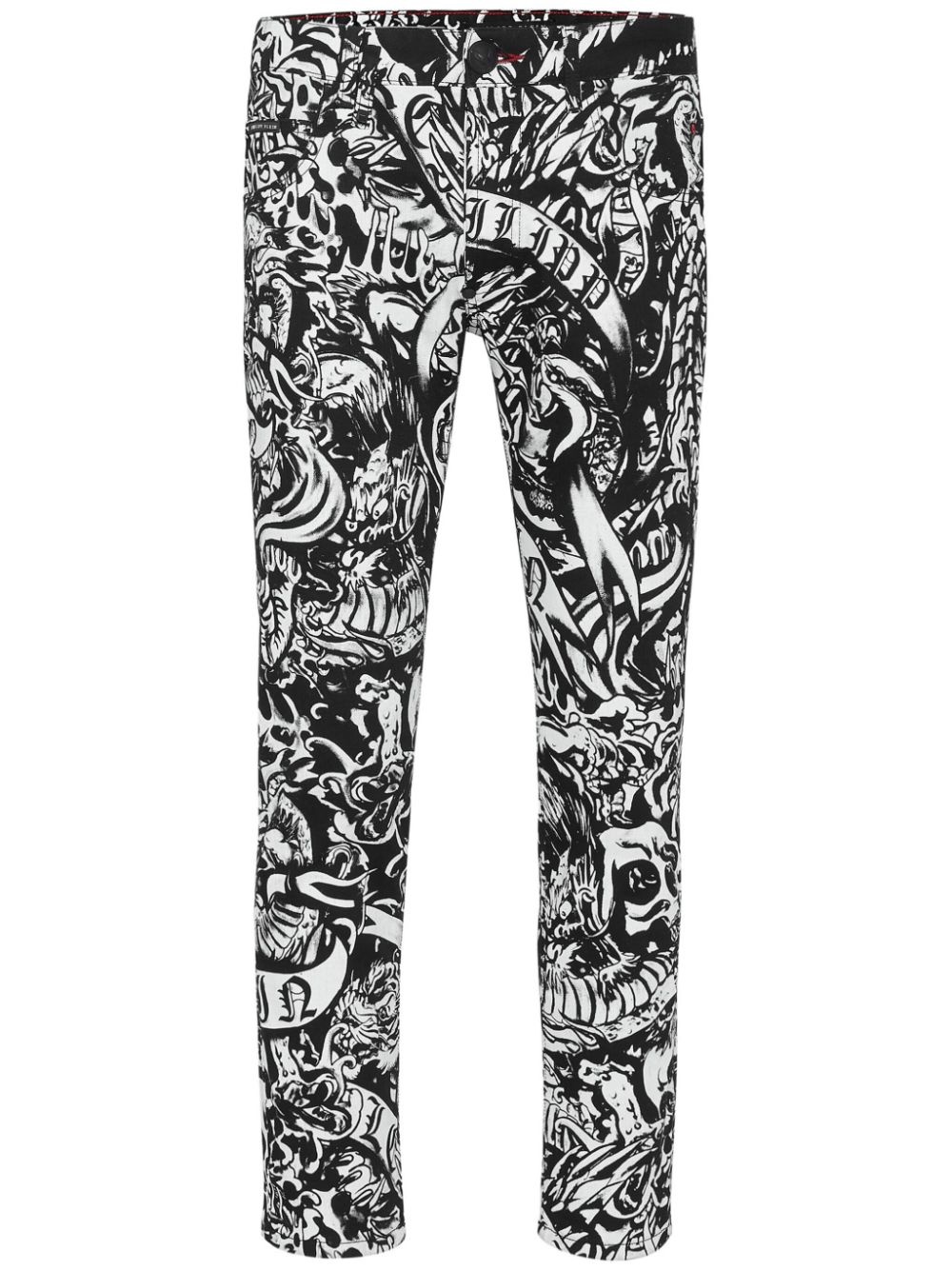 tattoo-print skinny jeans - 1