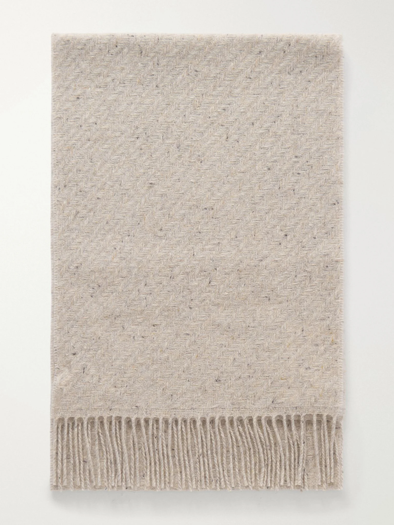 Fringed Cashmere Scarf Beige - 1