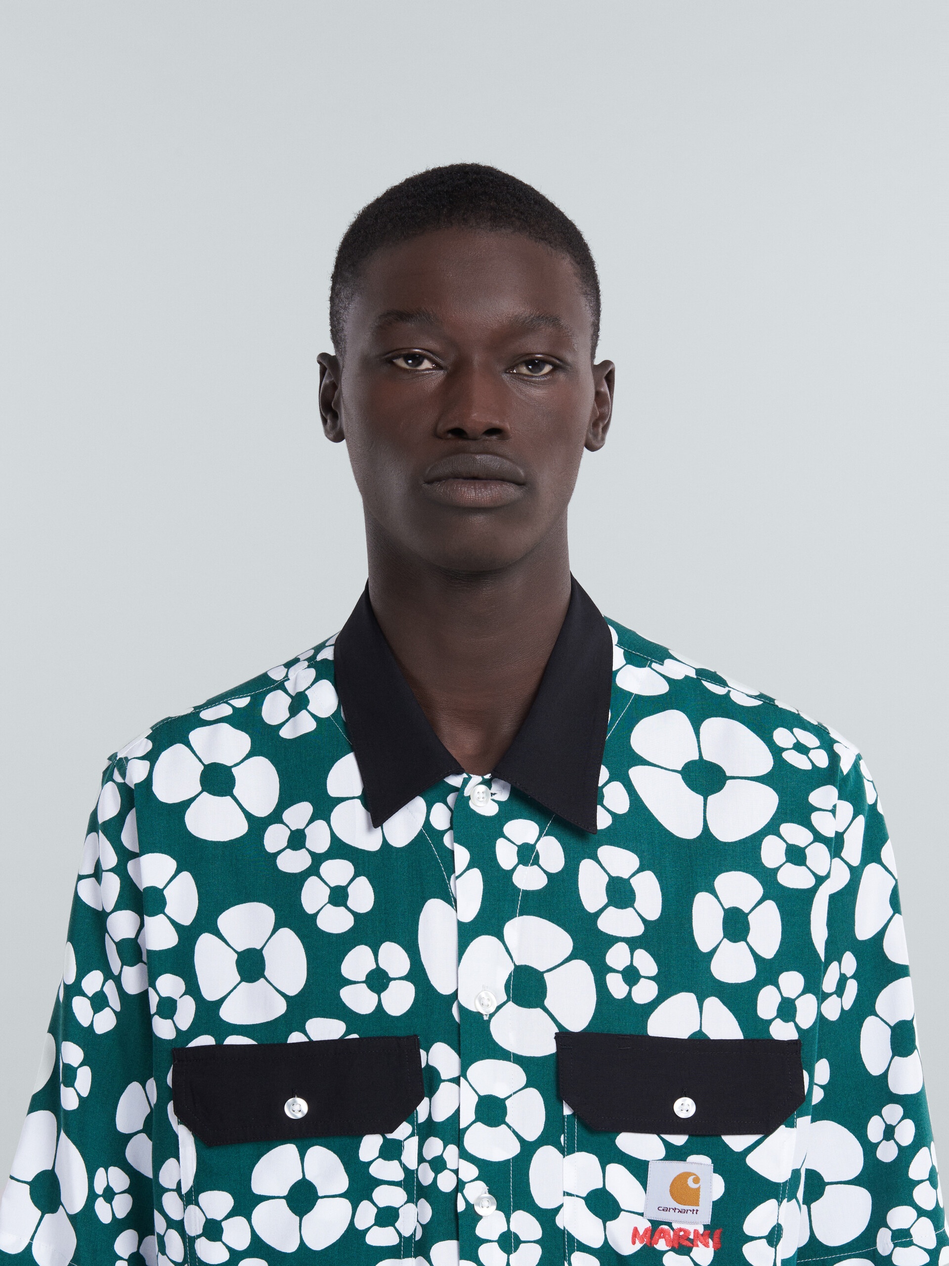MARNI X CARHARTT WIP - GREEN SHORT-SLEEVED FLORAL SHIRT - 4