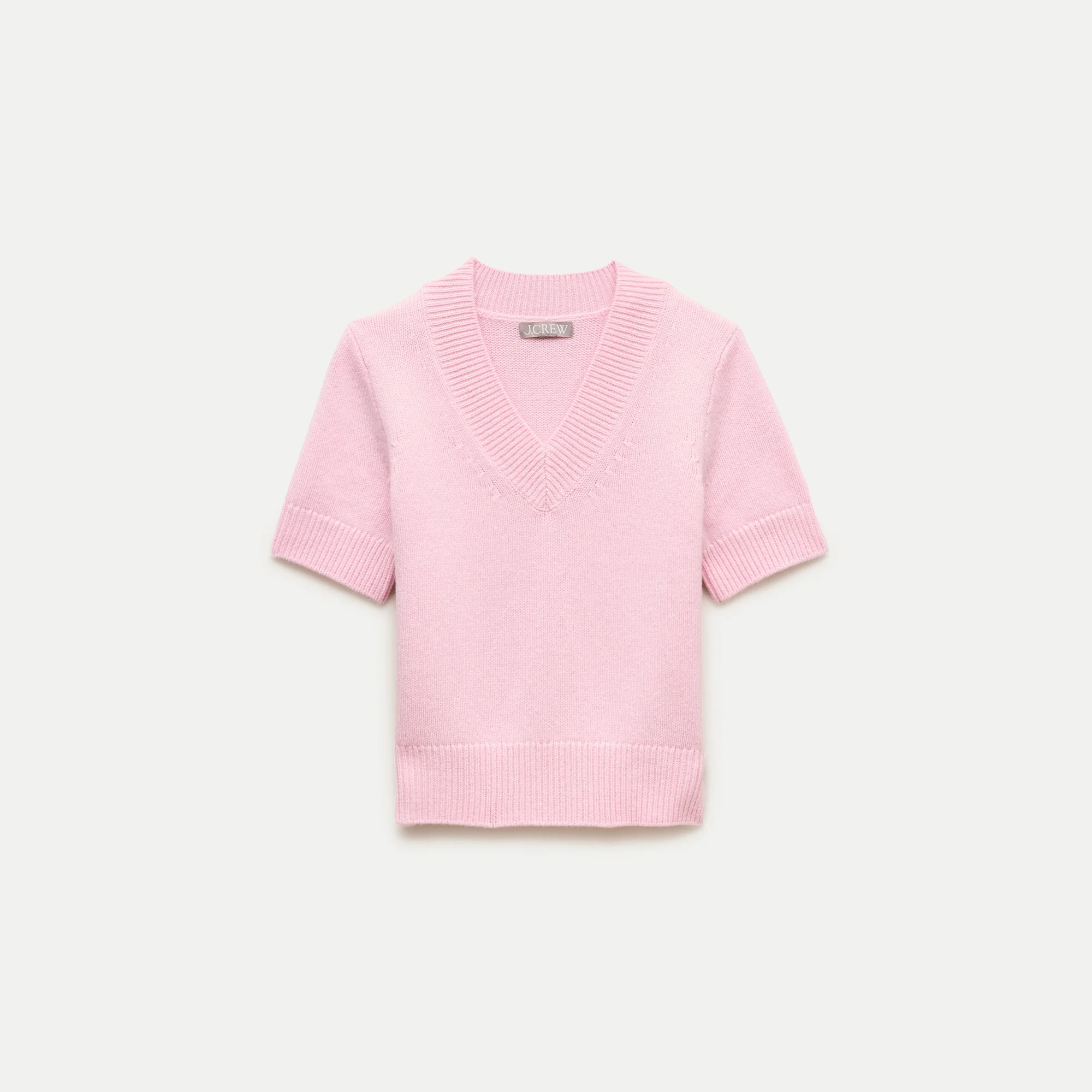 Short-sleeve V-neck sweater in vintage wool - 1