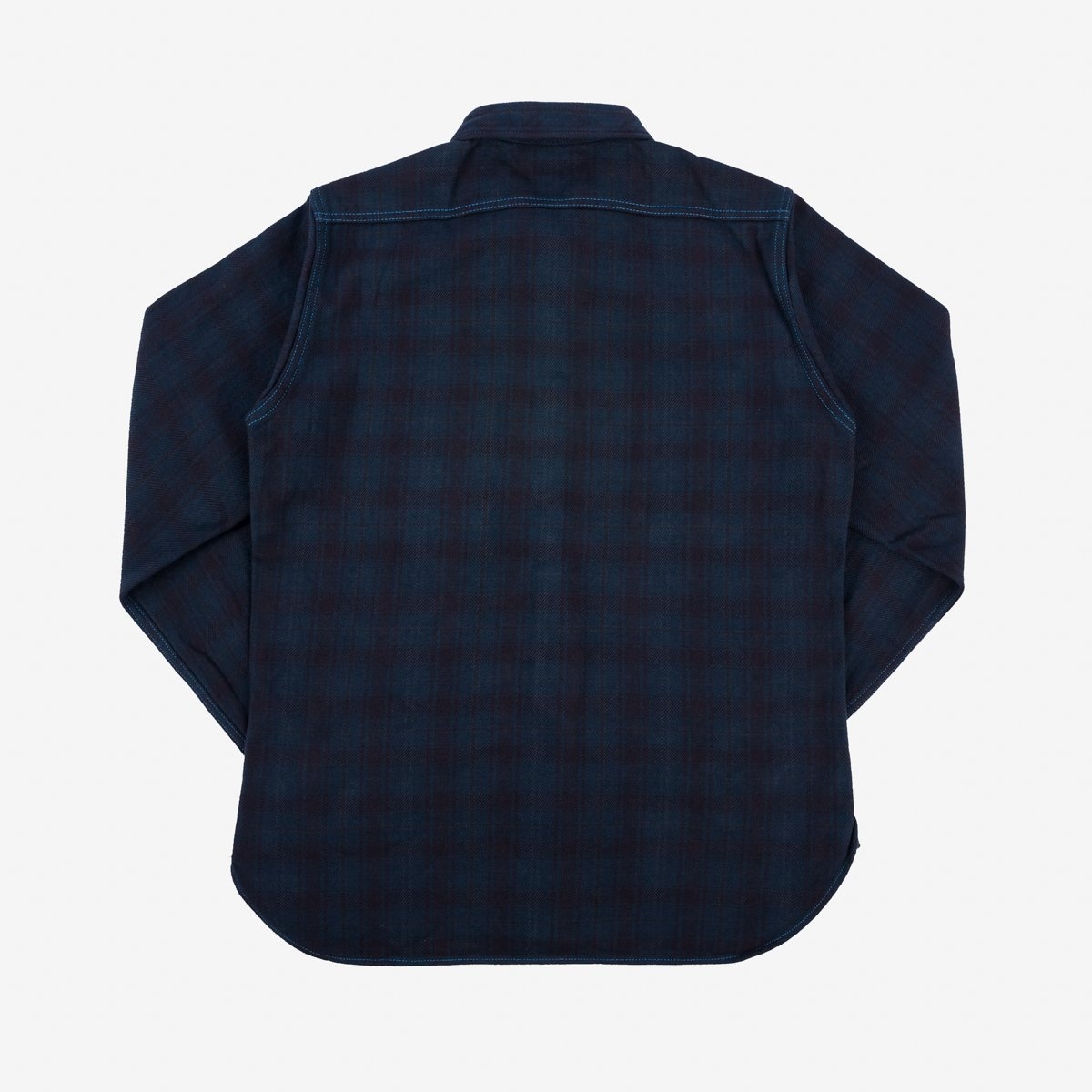 IHSH-339-OD Ultra Heavy Flannel Blanket Check Work Shirt - Sax Blue Overdyed Black - 4
