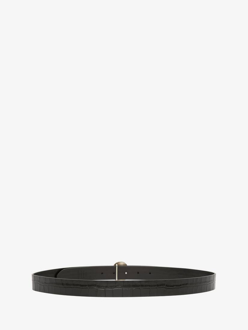 Alexander McQueen Skull Tag Belt in Black outlook