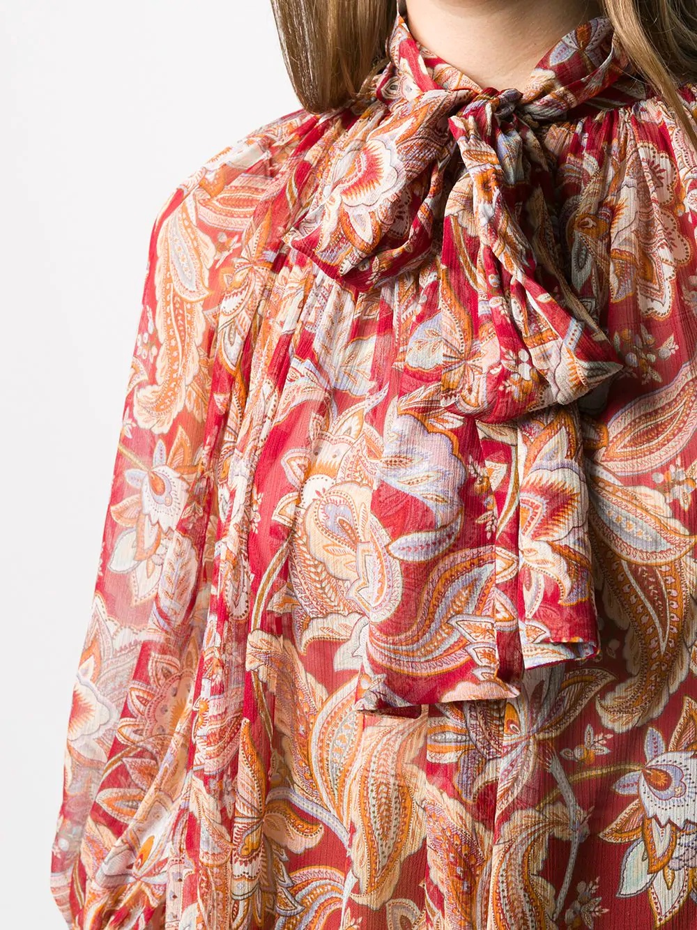 paisley print fluted blouse - 5