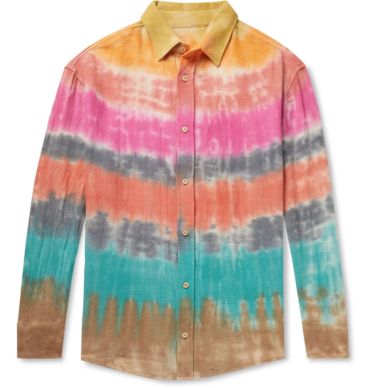 Wacky Boomslang Tie-Dyed Wool, Cashmere and Cotton-Blend Shirt - 1