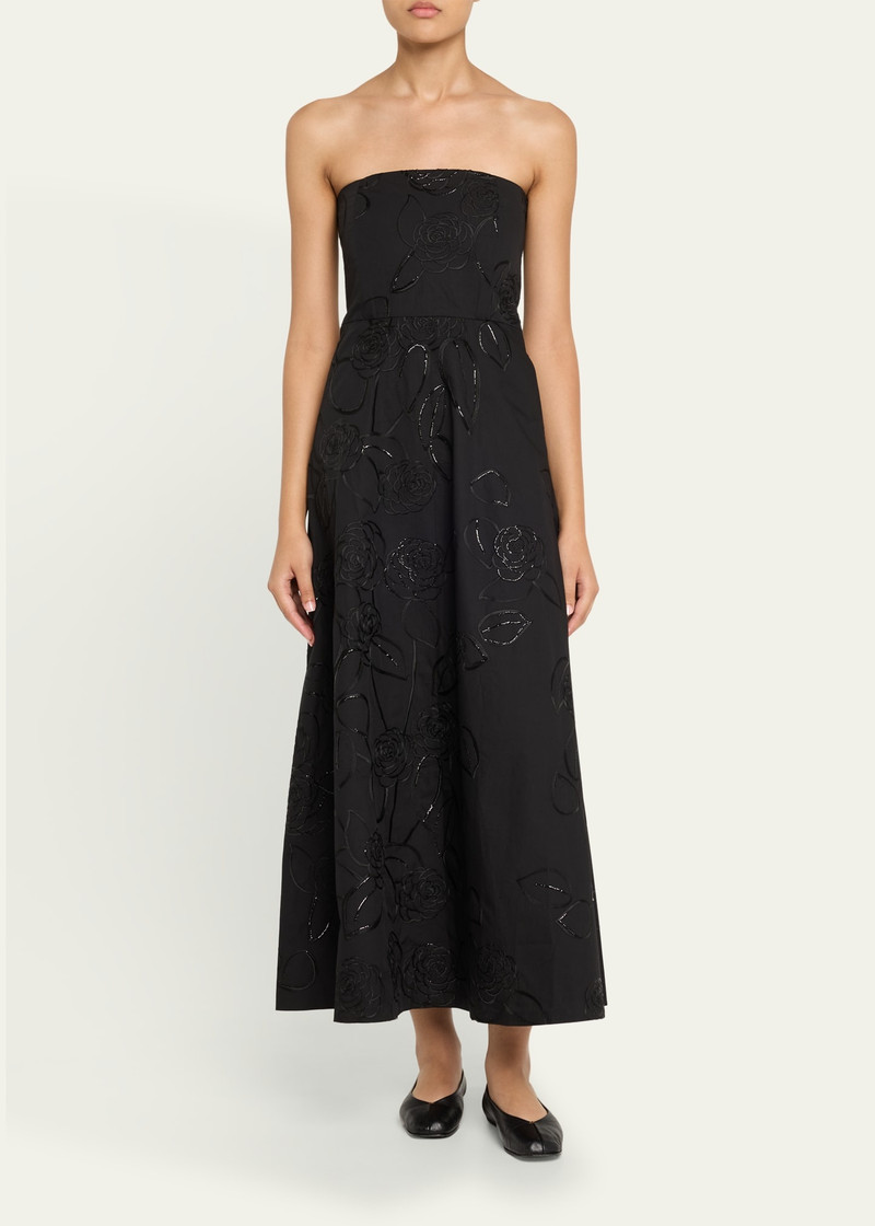 BERNADETTE Odette Strapless Camelia Sequined Midi Dress outlook