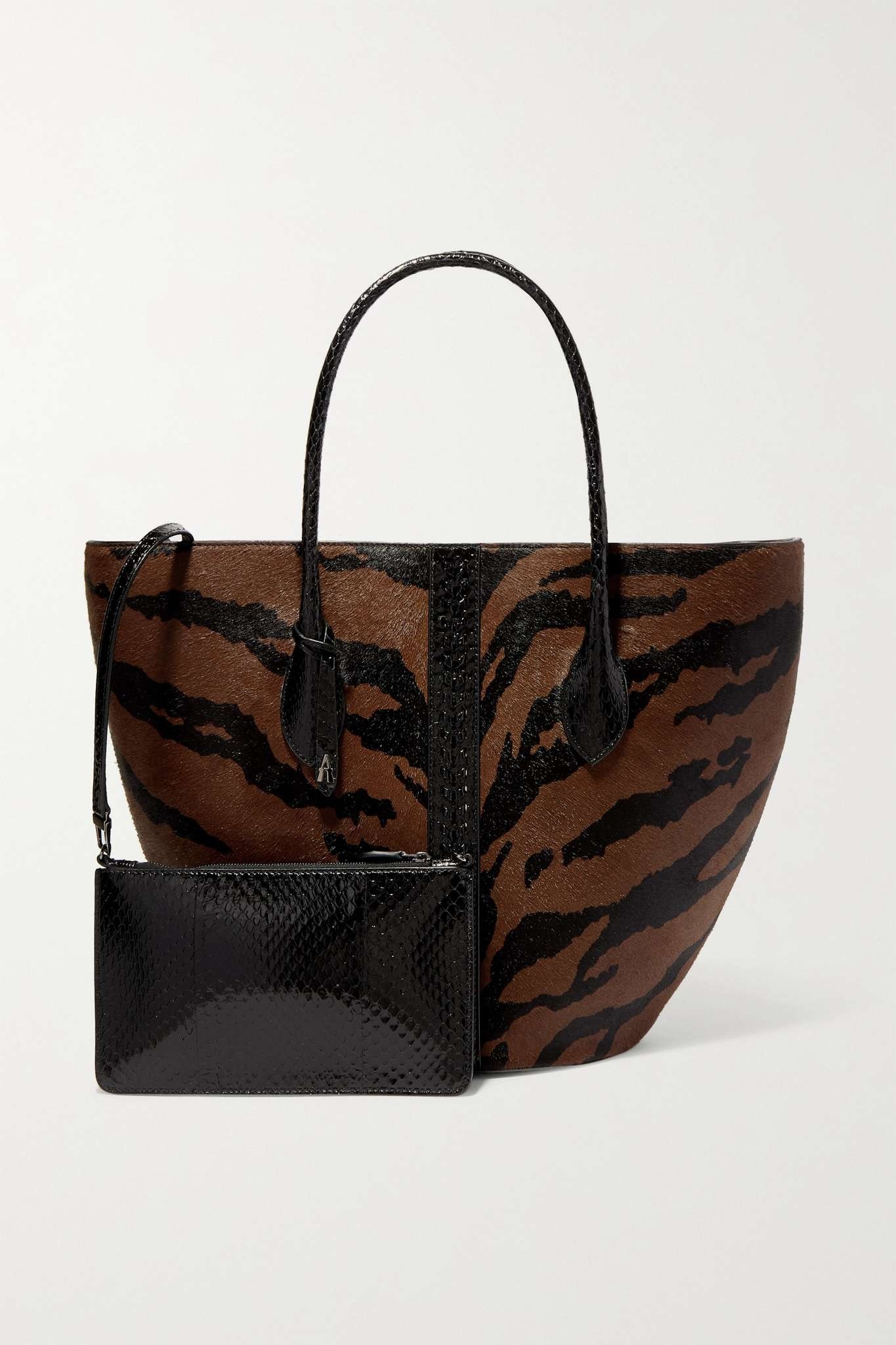 Elaphe-trimmed animal-print calf hair tote - 6