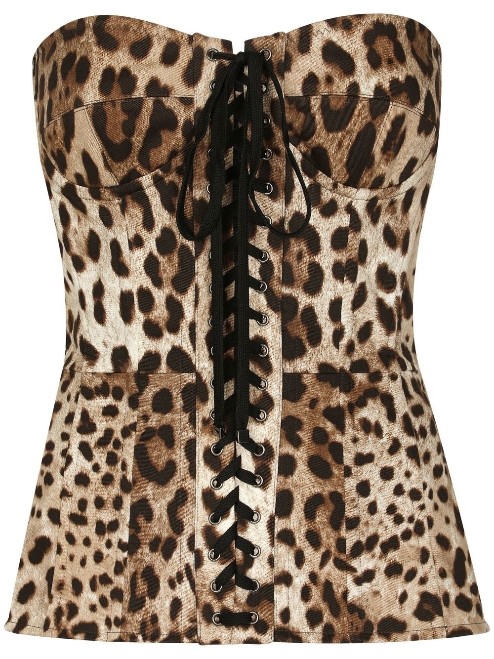 leopard-print lace-up corset - 1