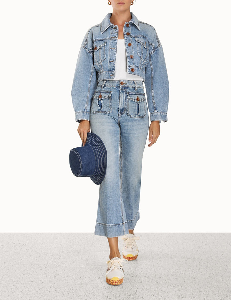 Zimmermann RAIE CROPPED DENIM JACKET outlook
