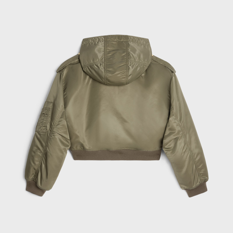 CELINE cropped military bomber jacket in nylon twill outlook