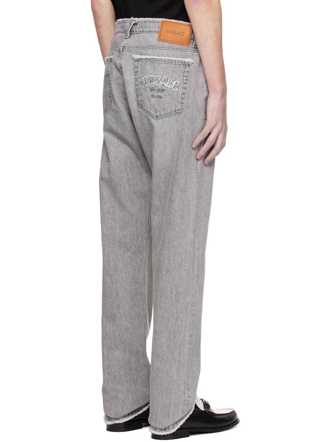 Gray Frayed Regular-Fit Jeans - 3