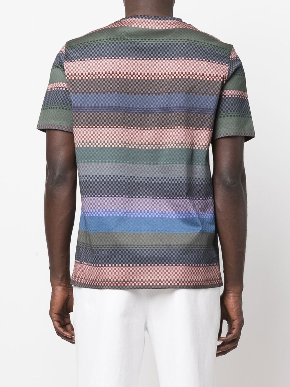 check-print striped T-shirt - 4