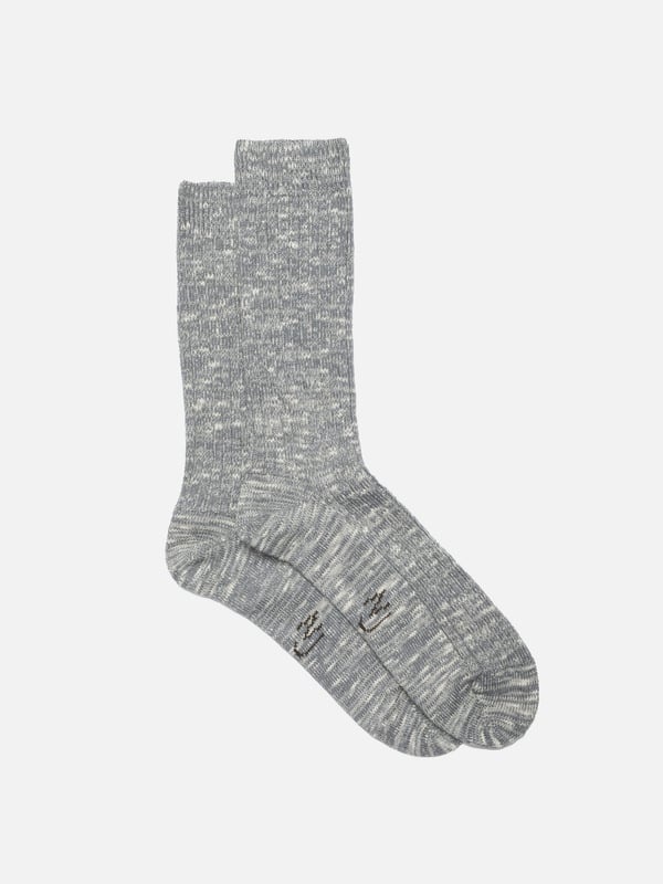 Rasmusson Mens Rib Slub Sock Greymelange - 1