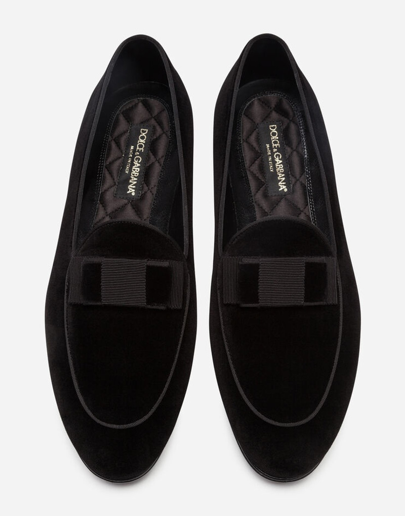 Velvet loafers with bow tie 4